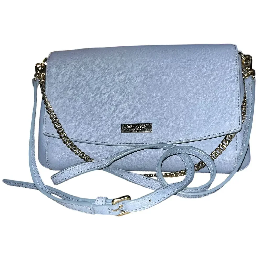 kate spade Light Blue Crossbody Bag with Gold Chain
